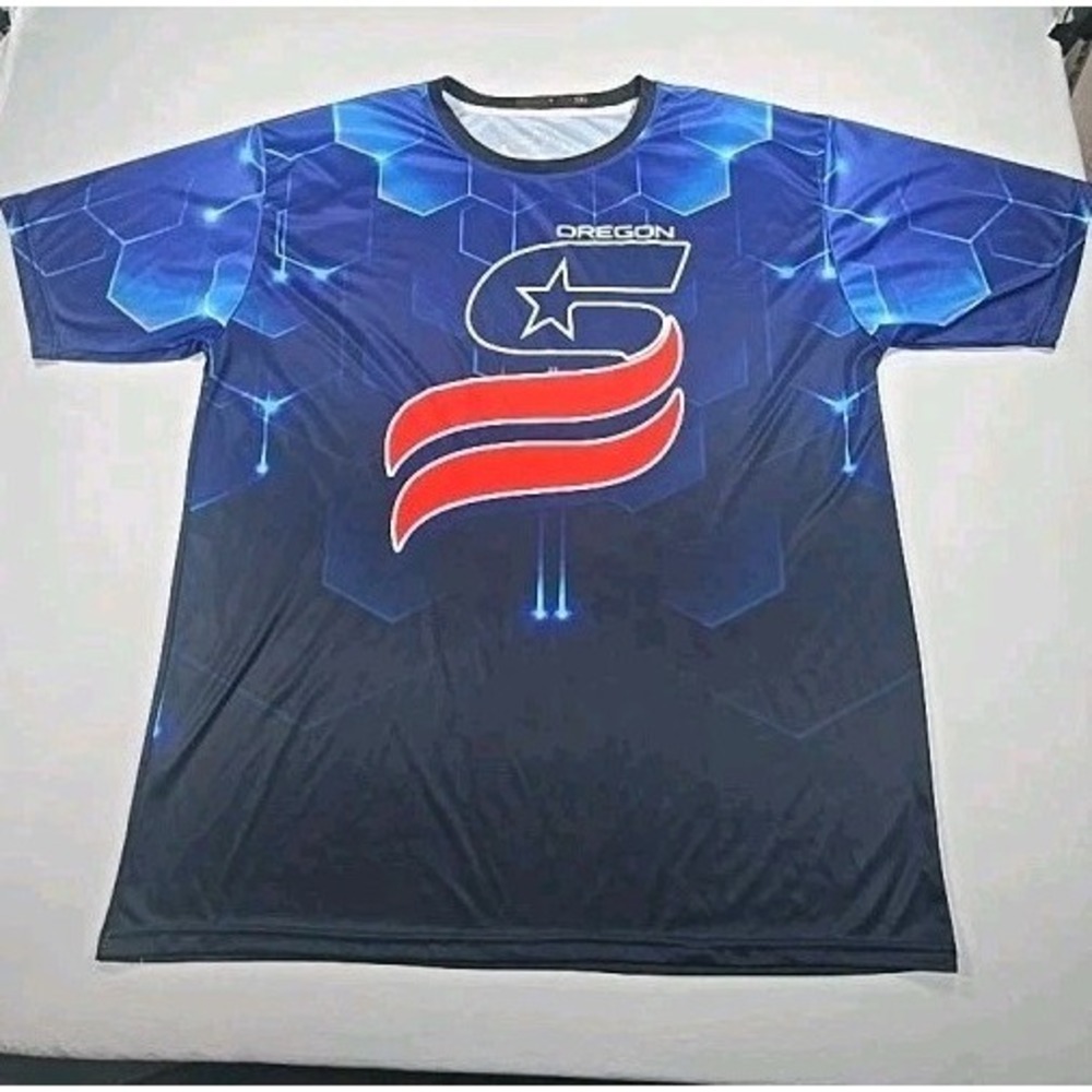 Size 5XL Arsenal Sports Jersey Shirt Oregon Blue Black Star Short Sleeve